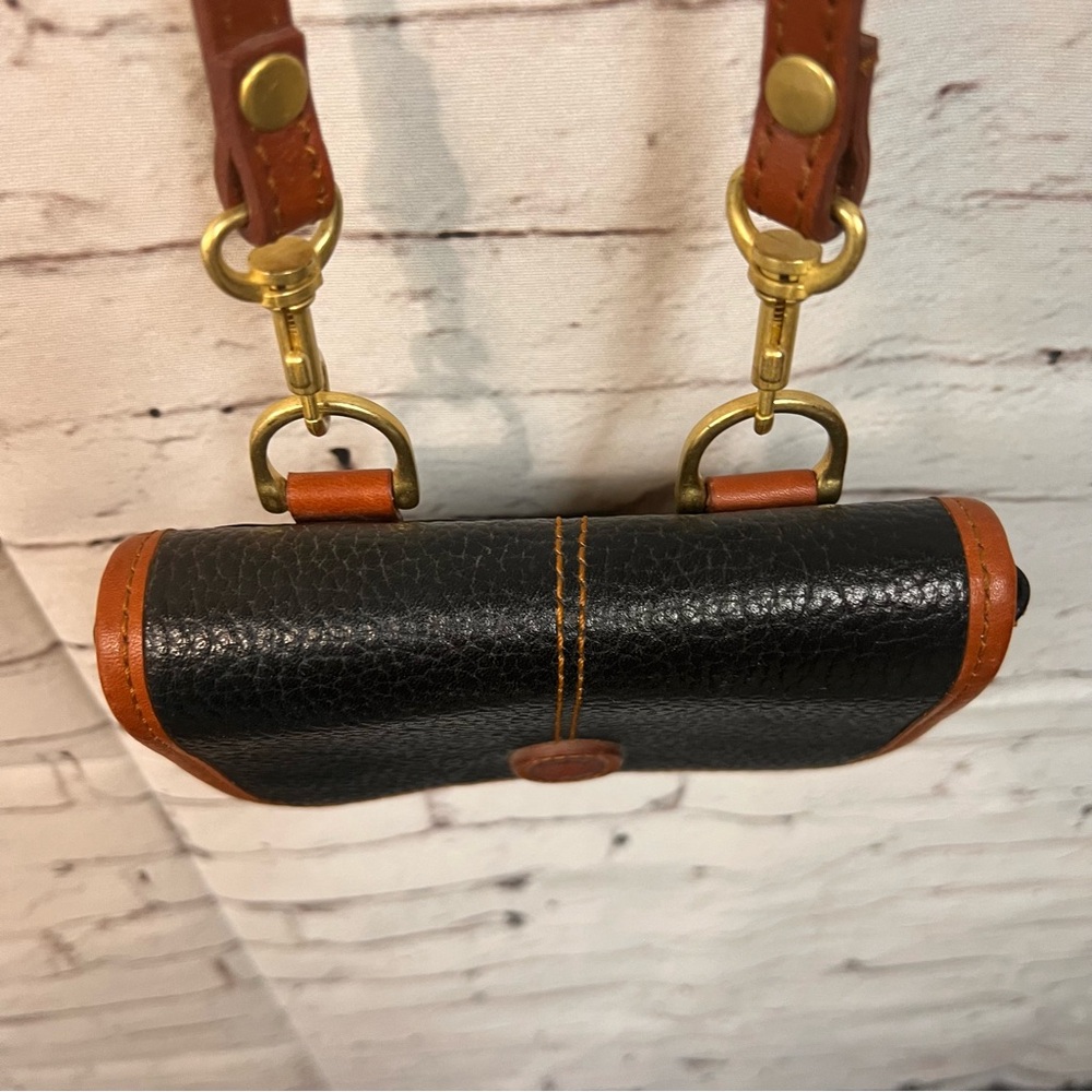 Vintage Mini Leather Saddle Crossbody Purse Liz Claiborne Brwn Black Pebbled - Picture 8 of 16